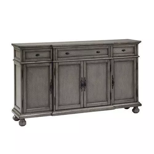 Poplar Burnished Gray Giulia 3 Drawer Credenza 3D model_0