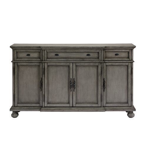 Poplar Burnished Gray Giulia 3 Drawer Credenza 3D model_6