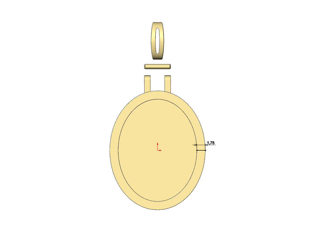 Simple oval pendant 3D print model_6