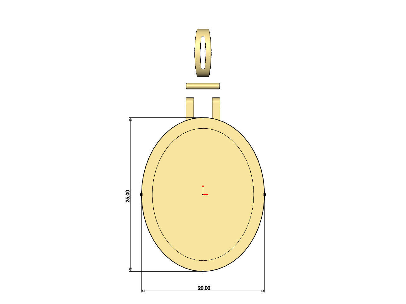 Simple oval pendant 3D print model_5