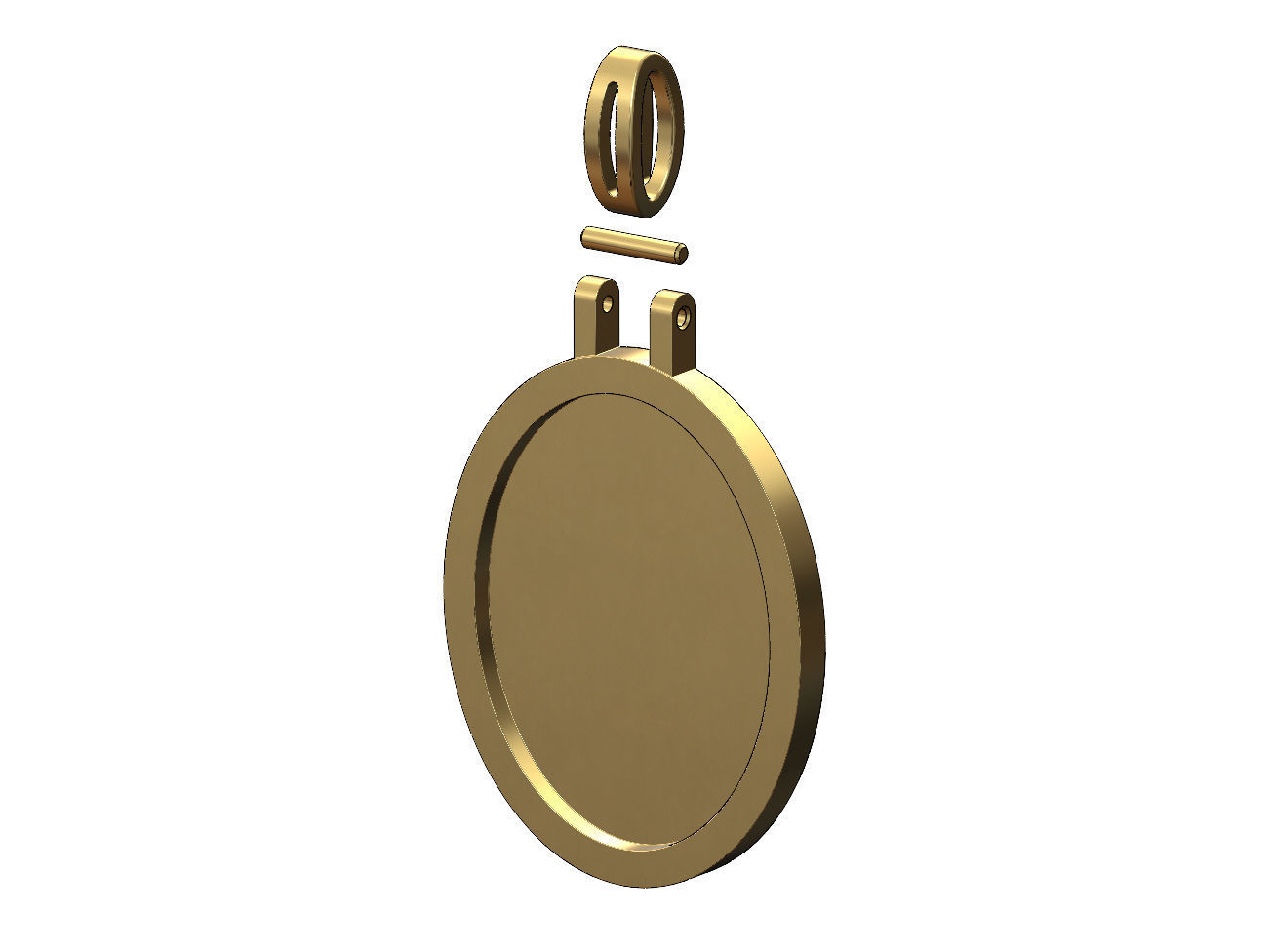 Simple oval pendant 3D print model_4