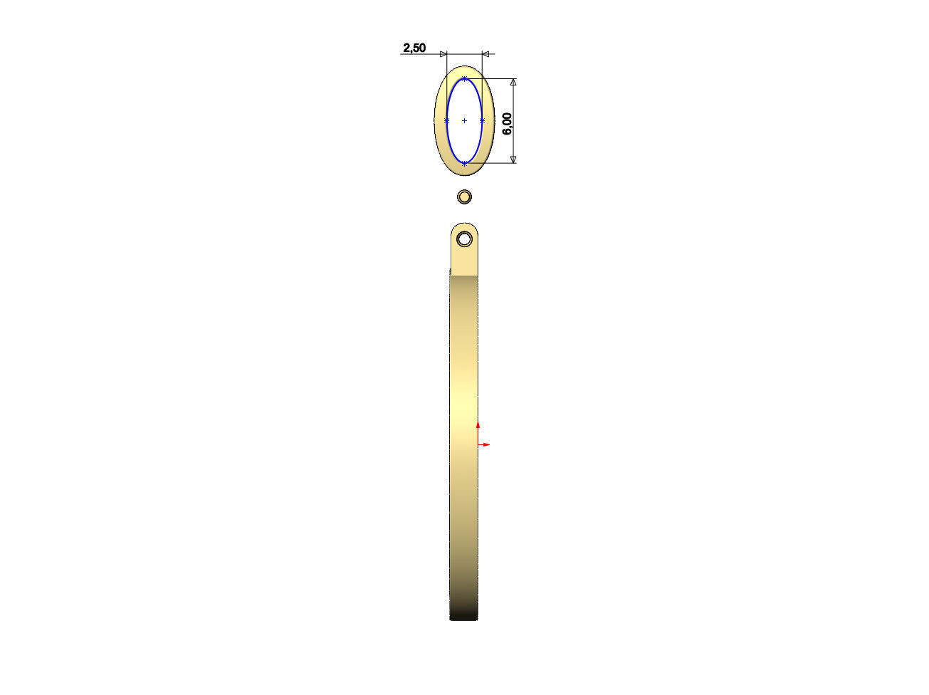 Simple oval pendant 3D print model_8