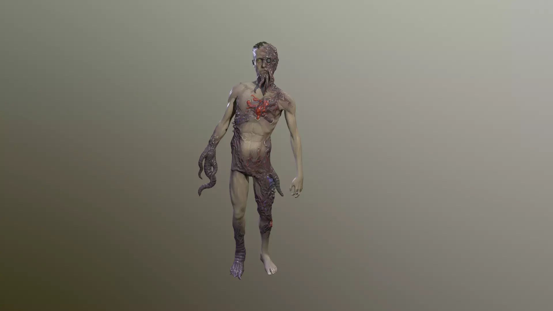Parasite man with skin 3D model_0