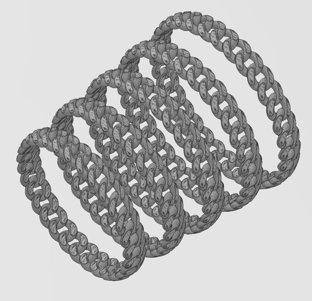 Thin 3mm wide cuban link band size 5to9 3D print model_13