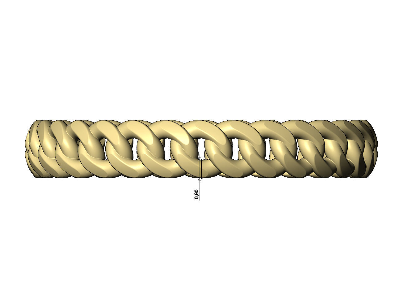 Thin 3mm wide cuban link band size 5to9 3D print model_6