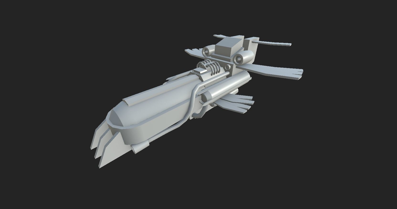 Sci-Fi Aircraft - Airship Rusted - Steampunk Asset Low-poly 3D model_14