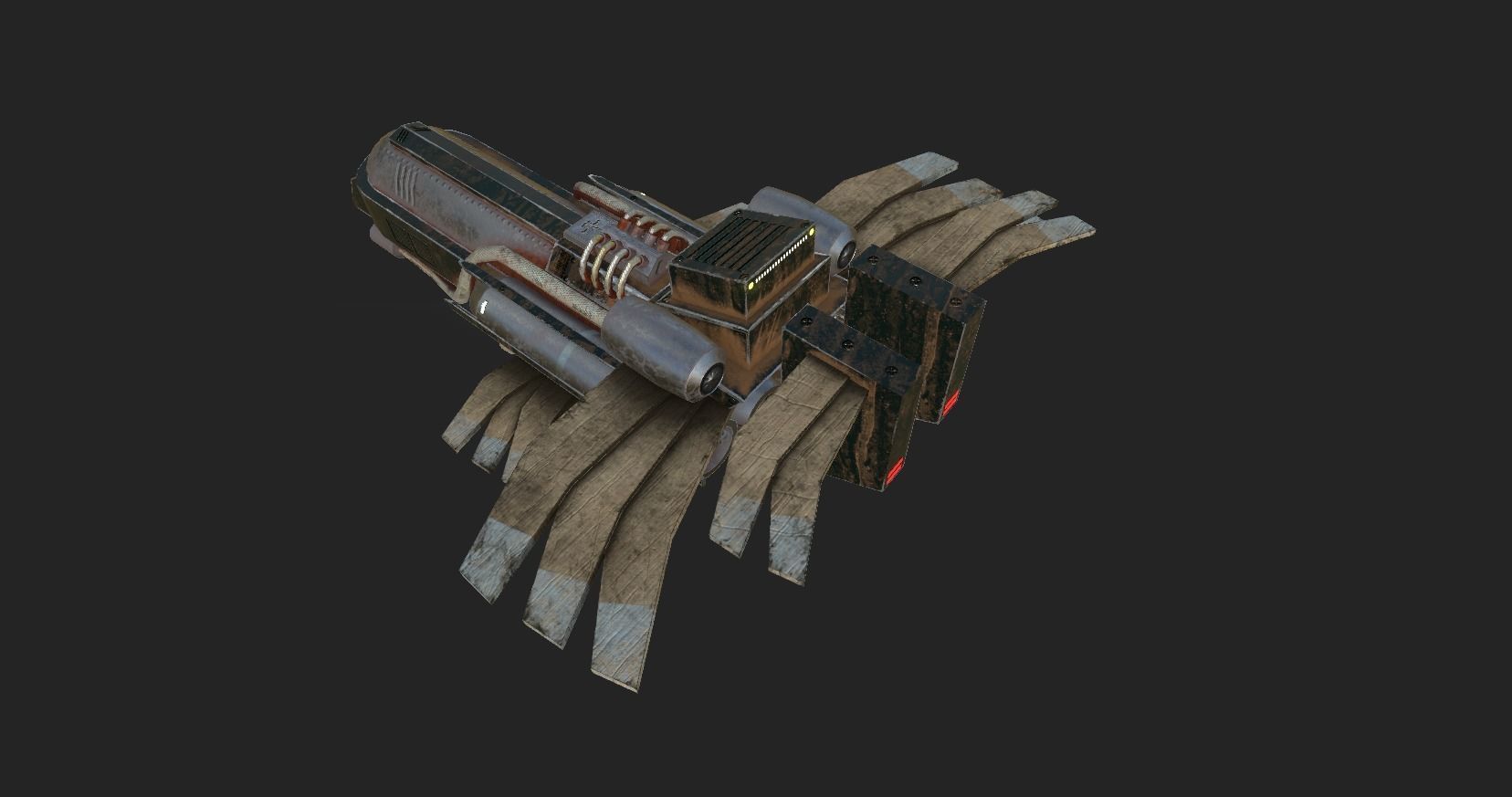 Sci-Fi Aircraft - Airship Rusted - Steampunk Asset Low-poly 3D model_7