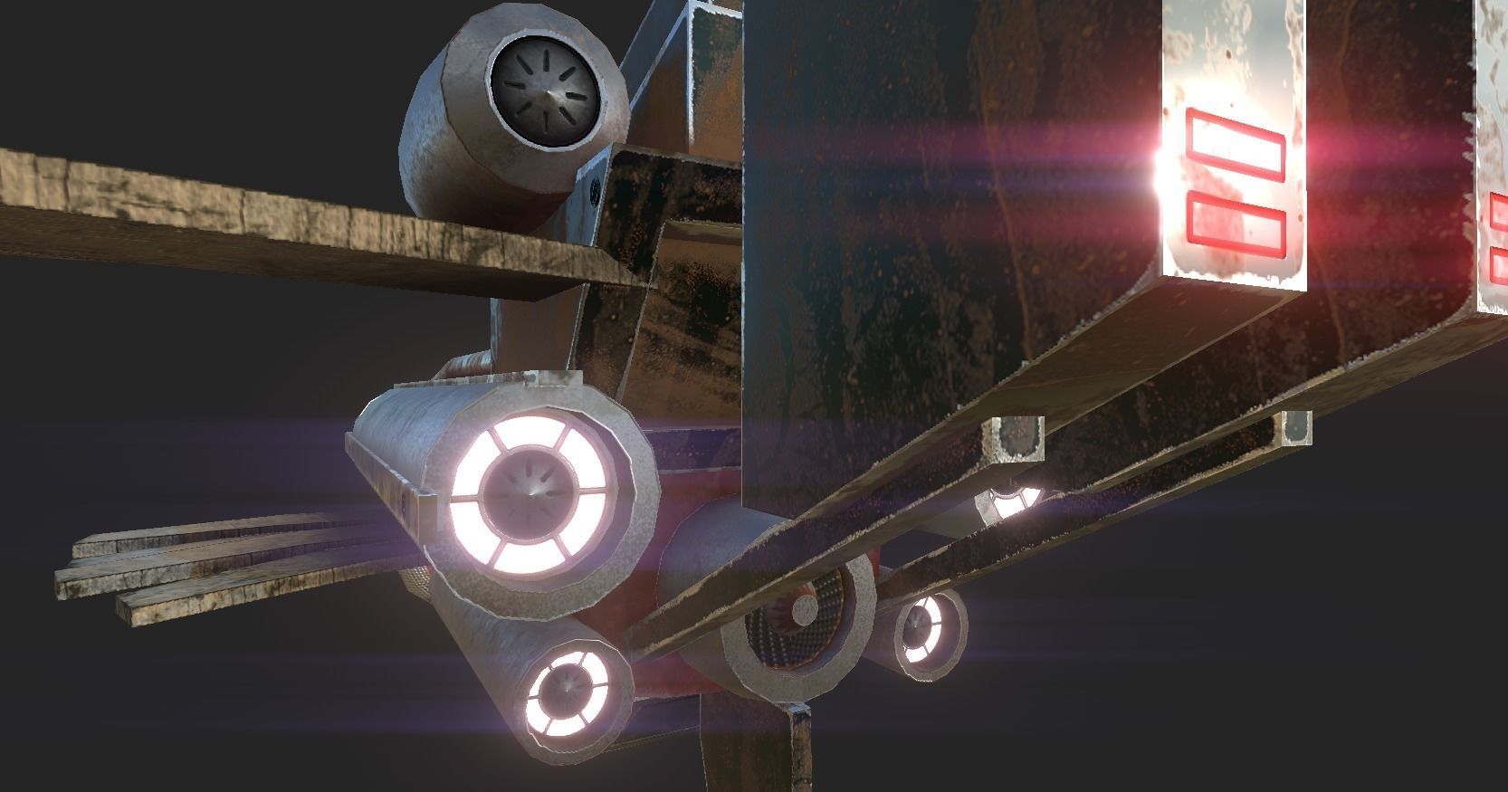 Sci-Fi Aircraft - Airship Rusted - Steampunk Asset Low-poly 3D model_5