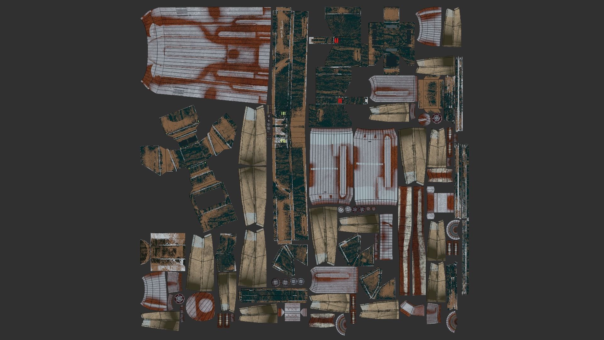 Sci-Fi Aircraft - Airship Rusted - Steampunk Asset Low-poly 3D model_17