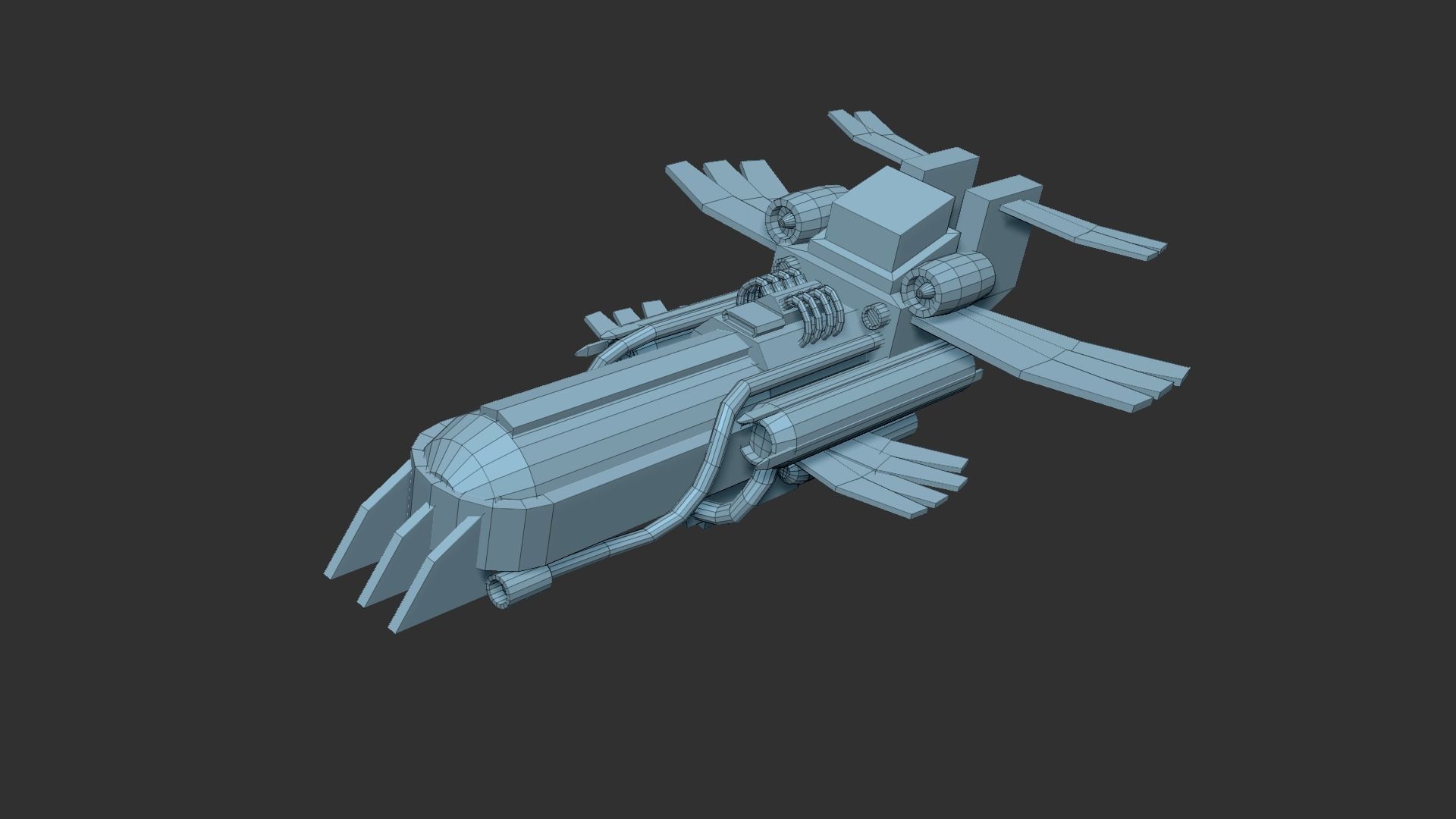 Sci-Fi Aircraft - Airship Rusted - Steampunk Asset Low-poly 3D model_19