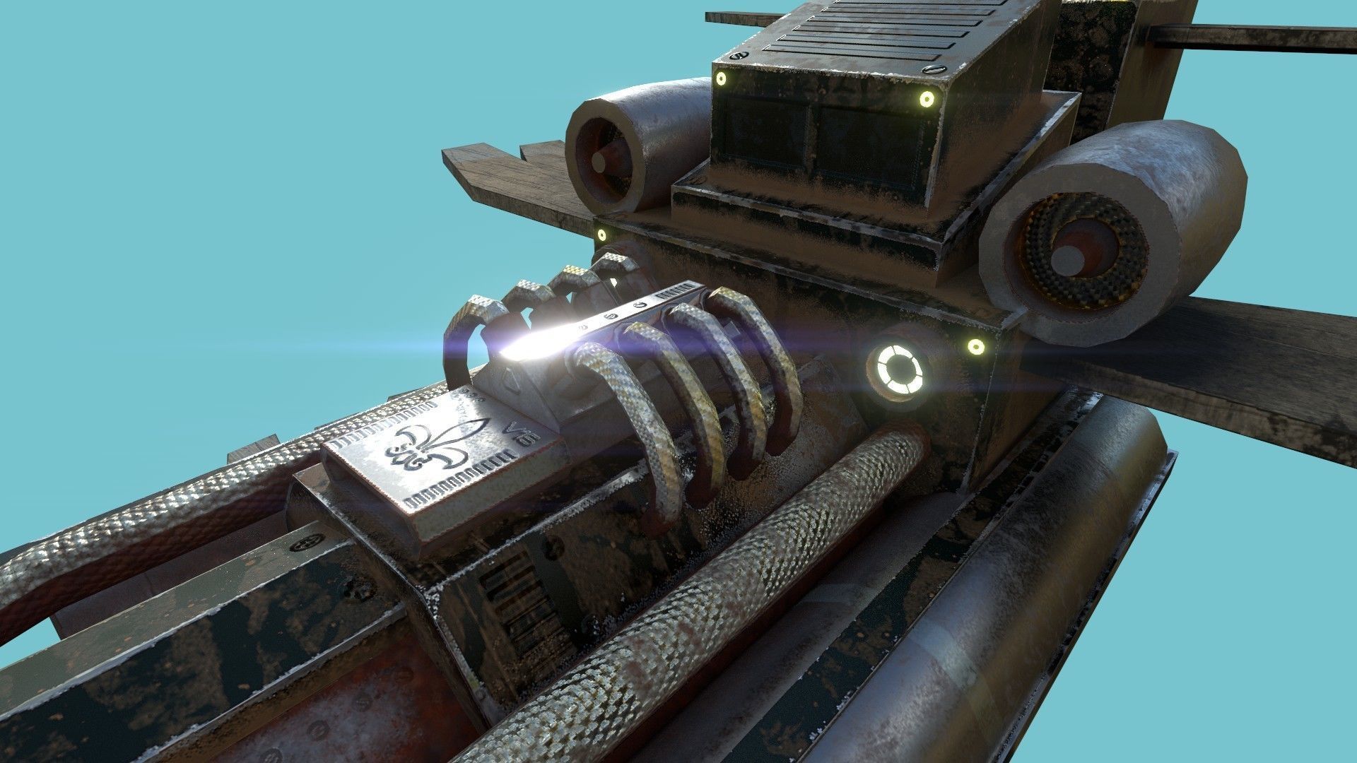 Sci-Fi Aircraft - Airship Rusted - Steampunk Asset Low-poly 3D model_2