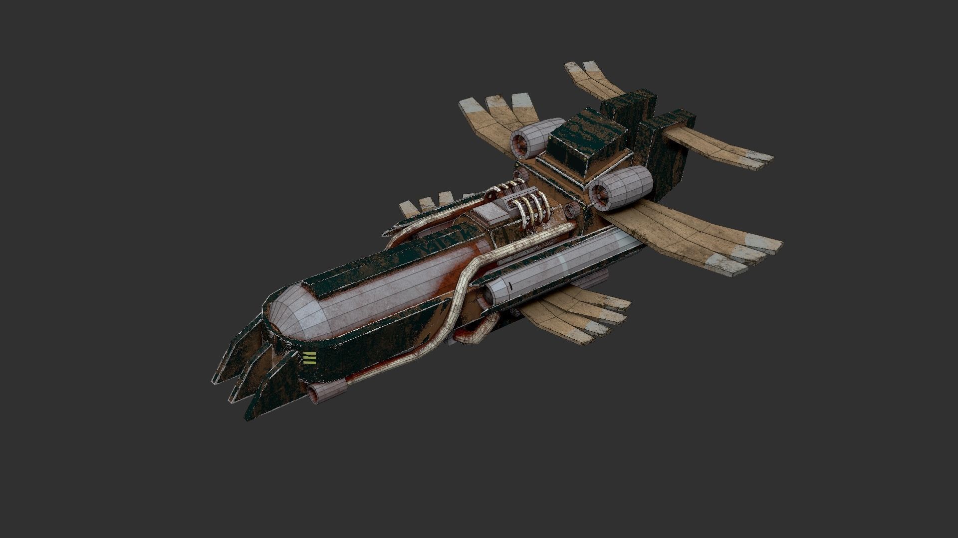 Sci-Fi Aircraft - Airship Rusted - Steampunk Asset Low-poly 3D model_20