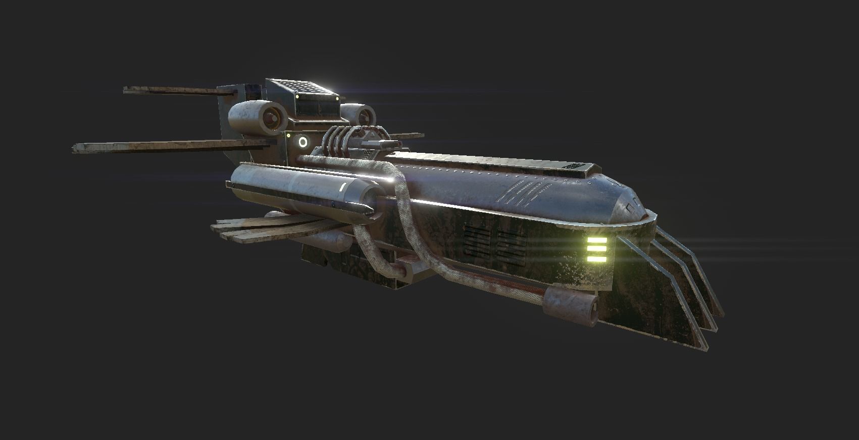 Sci-Fi Aircraft - Airship Rusted - Steampunk Asset Low-poly 3D model_10