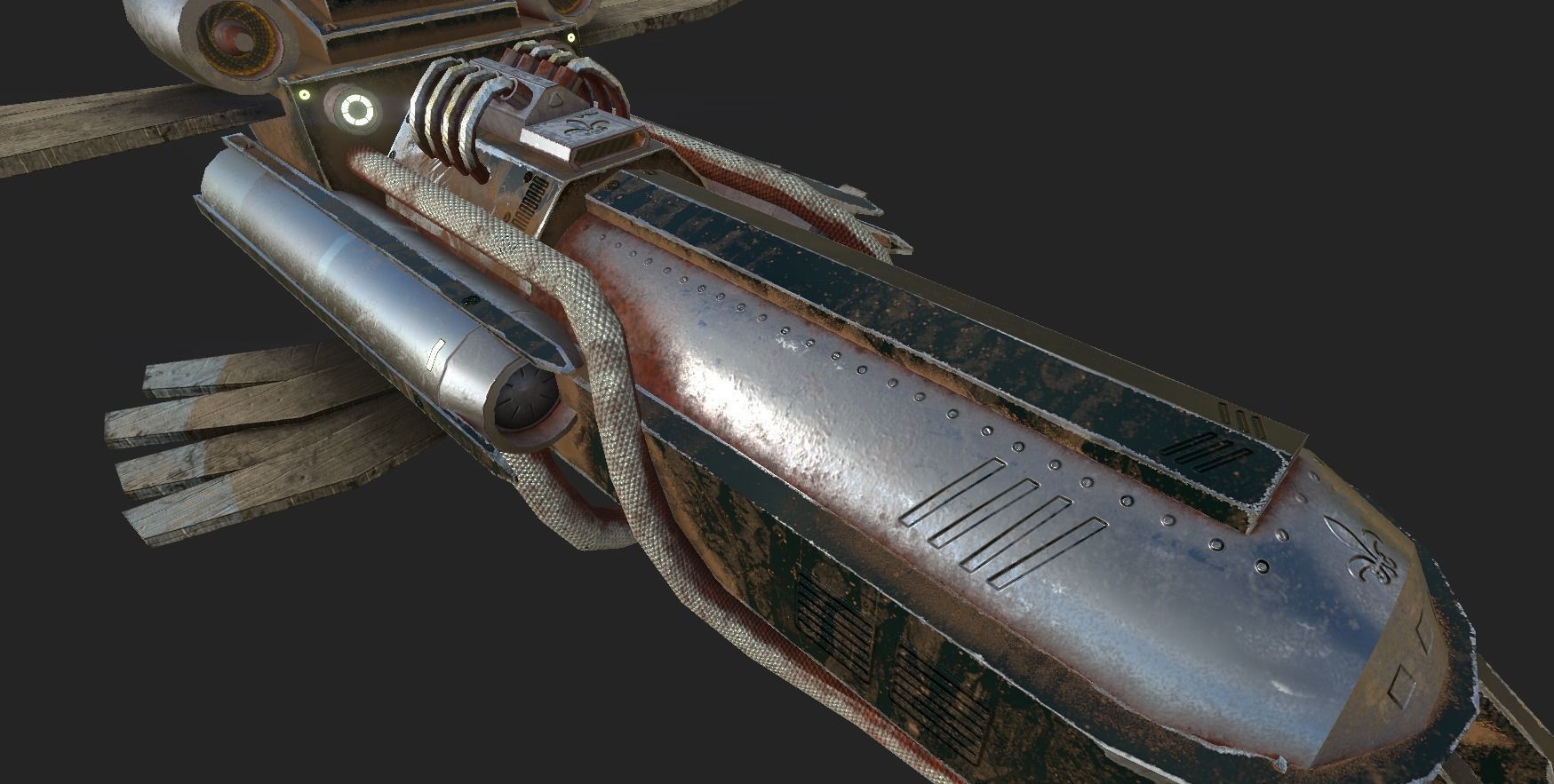 Sci-Fi Aircraft - Airship Rusted - Steampunk Asset Low-poly 3D model_4