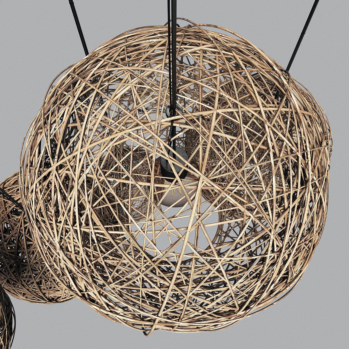 Lamp Rattan sphere hive n3 3D model_7