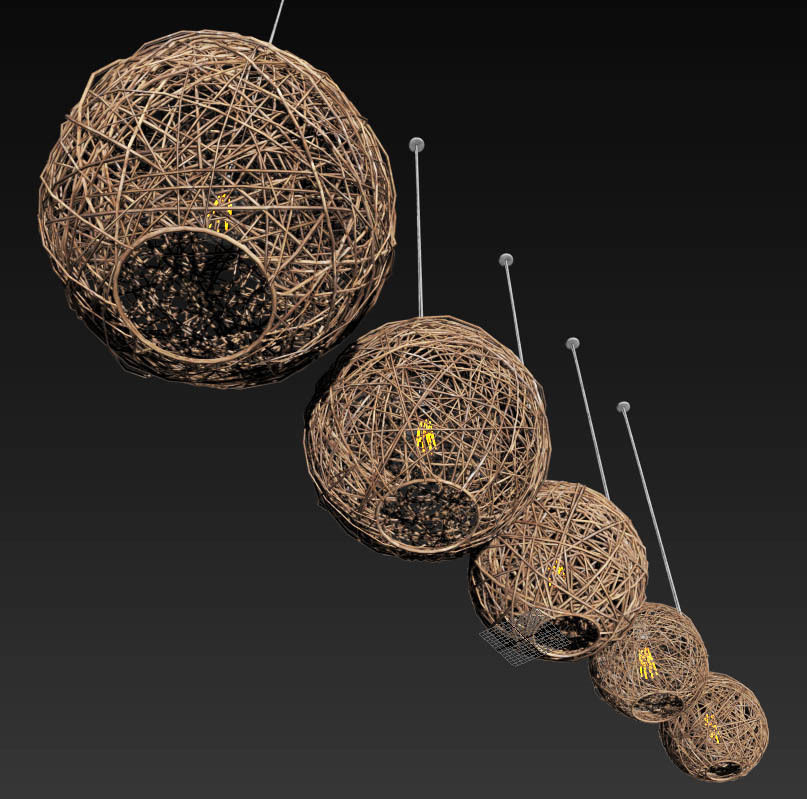 Lamp Rattan sphere hive n3 3D model_12