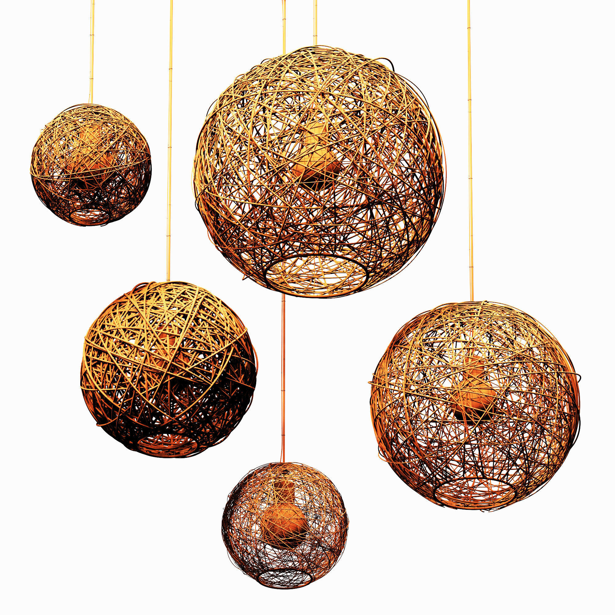 Lamp Rattan sphere hive n3 3D model_13