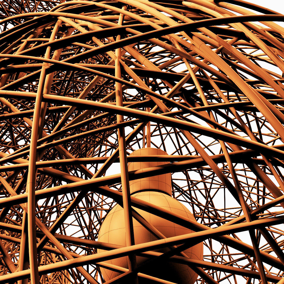 Lamp Rattan sphere hive n3 3D model_15