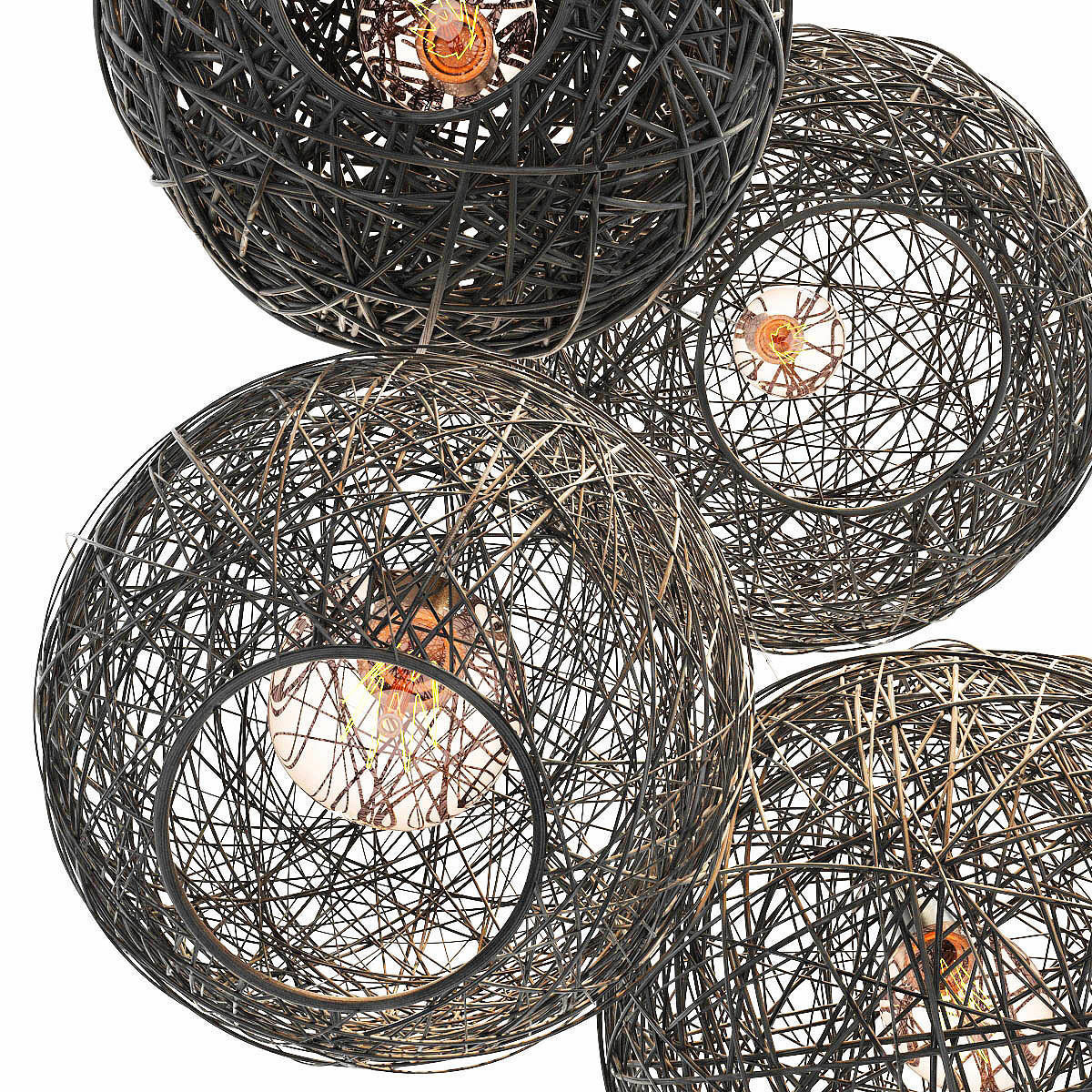 Lamp Rattan sphere hive n3 3D model_10