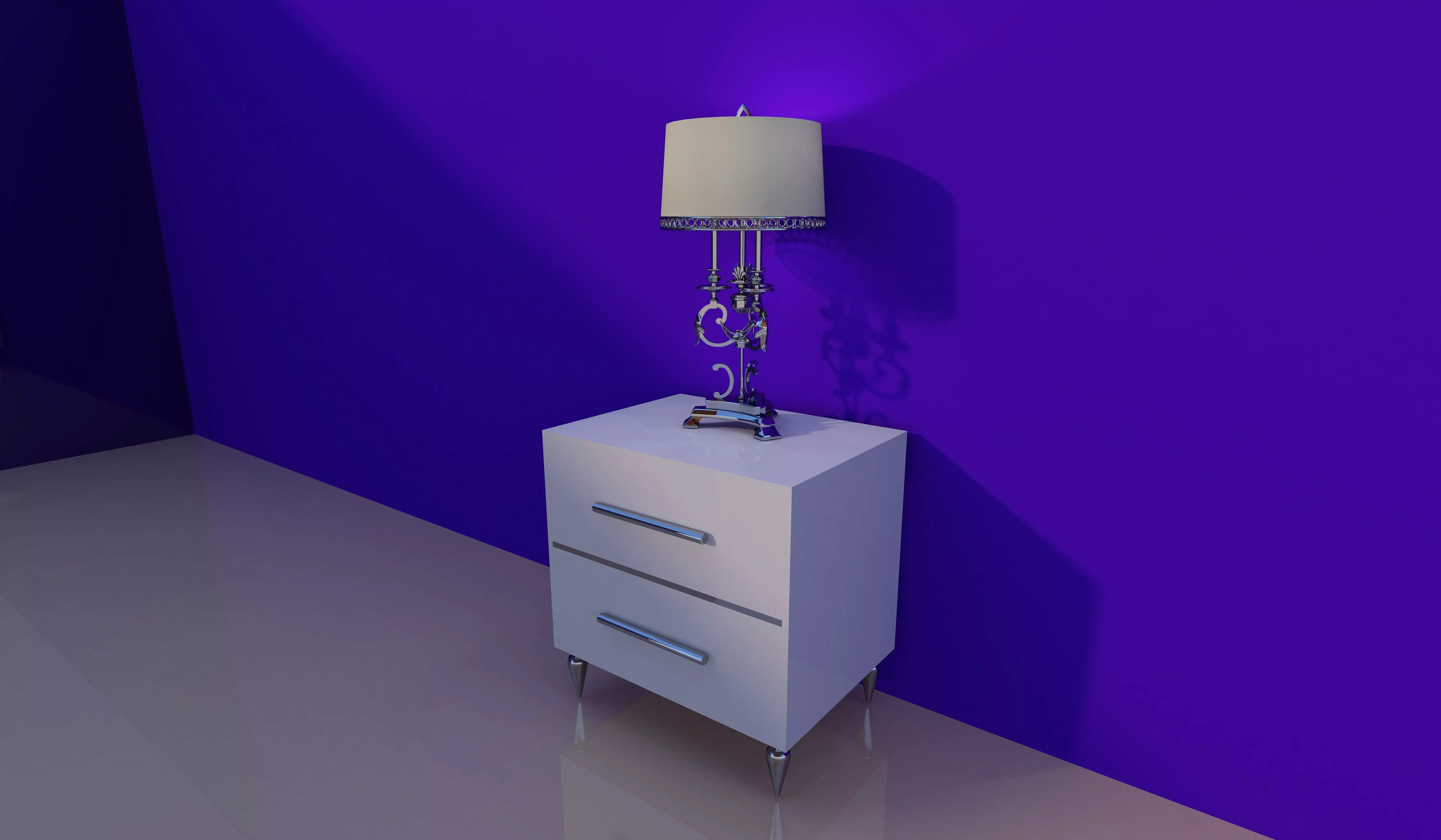 Lighting nightstand with lamp 3D print model