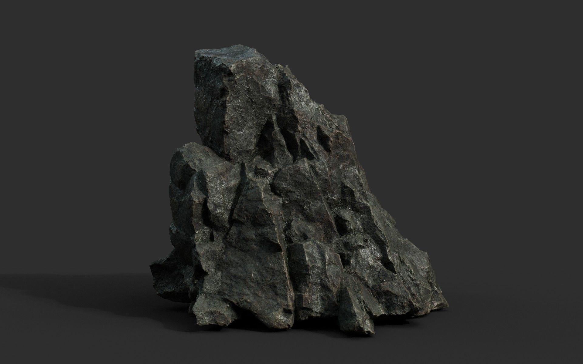 Low poly Black Sharp Rock 210226 Low-poly 3D model_48