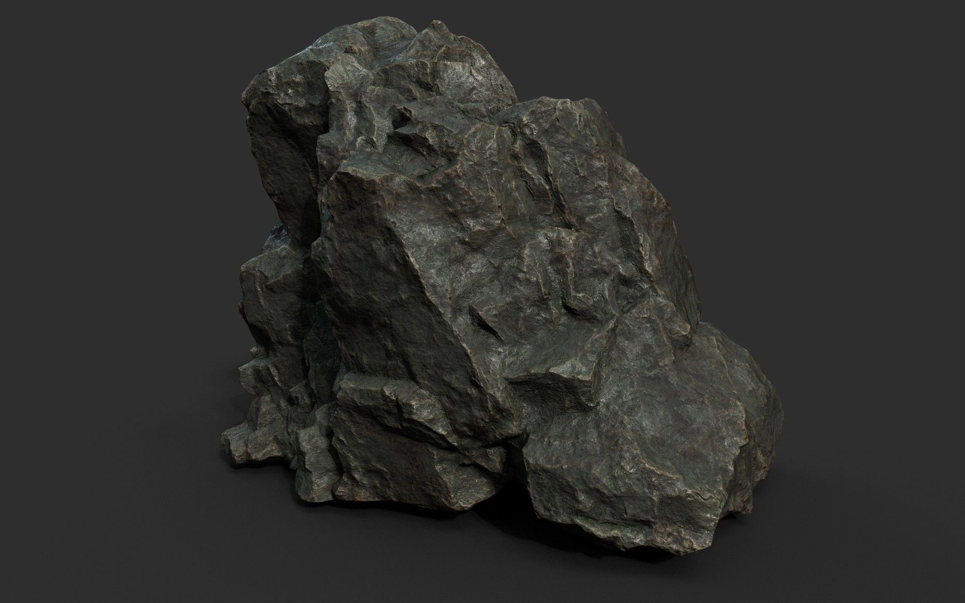 Low poly Black Sharp Rock 210226 Low-poly 3D model_18