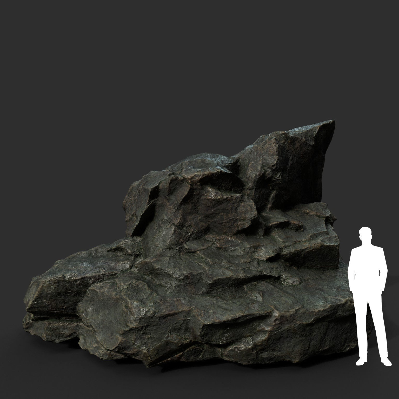 Low poly Black Sharp Rock 210226 Low-poly 3D model_1
