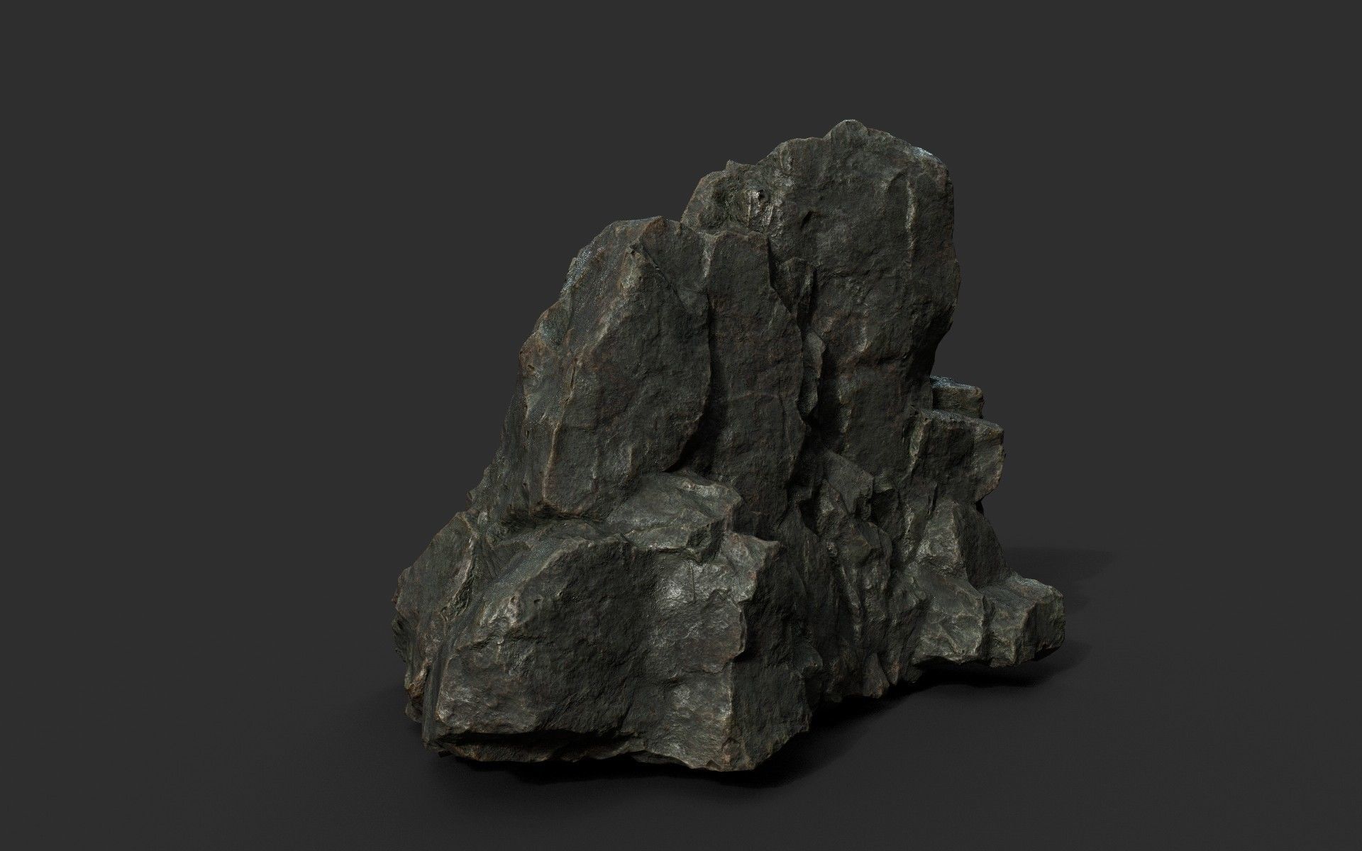 Low poly Black Sharp Rock 210226 Low-poly 3D model_17