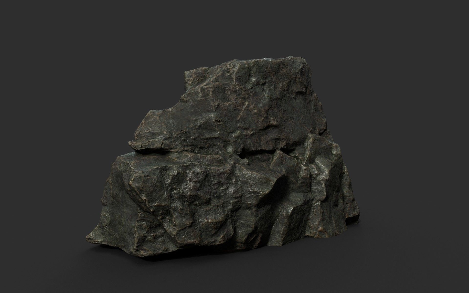 Low poly Black Sharp Rock 210226 Low-poly 3D model_14