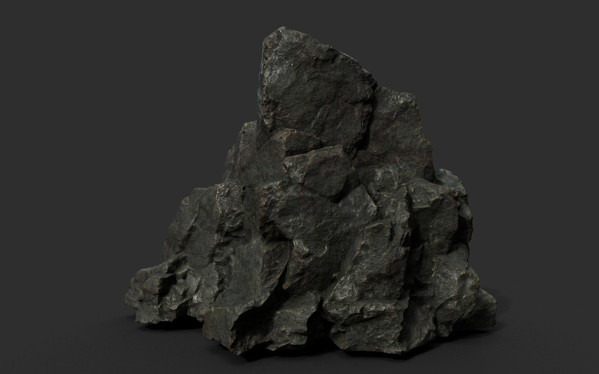 Low poly Black Sharp Rock 210226 Low-poly 3D model_27