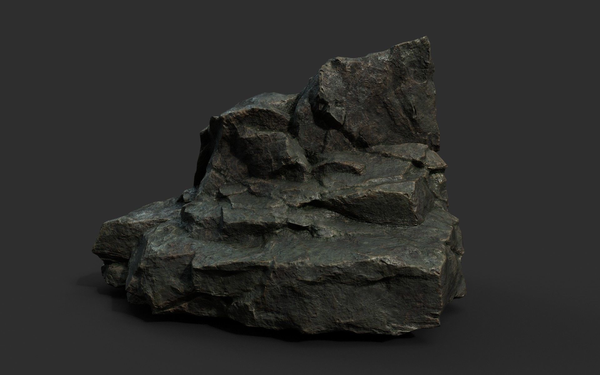 Low poly Black Sharp Rock 210226 Low-poly 3D model_4
