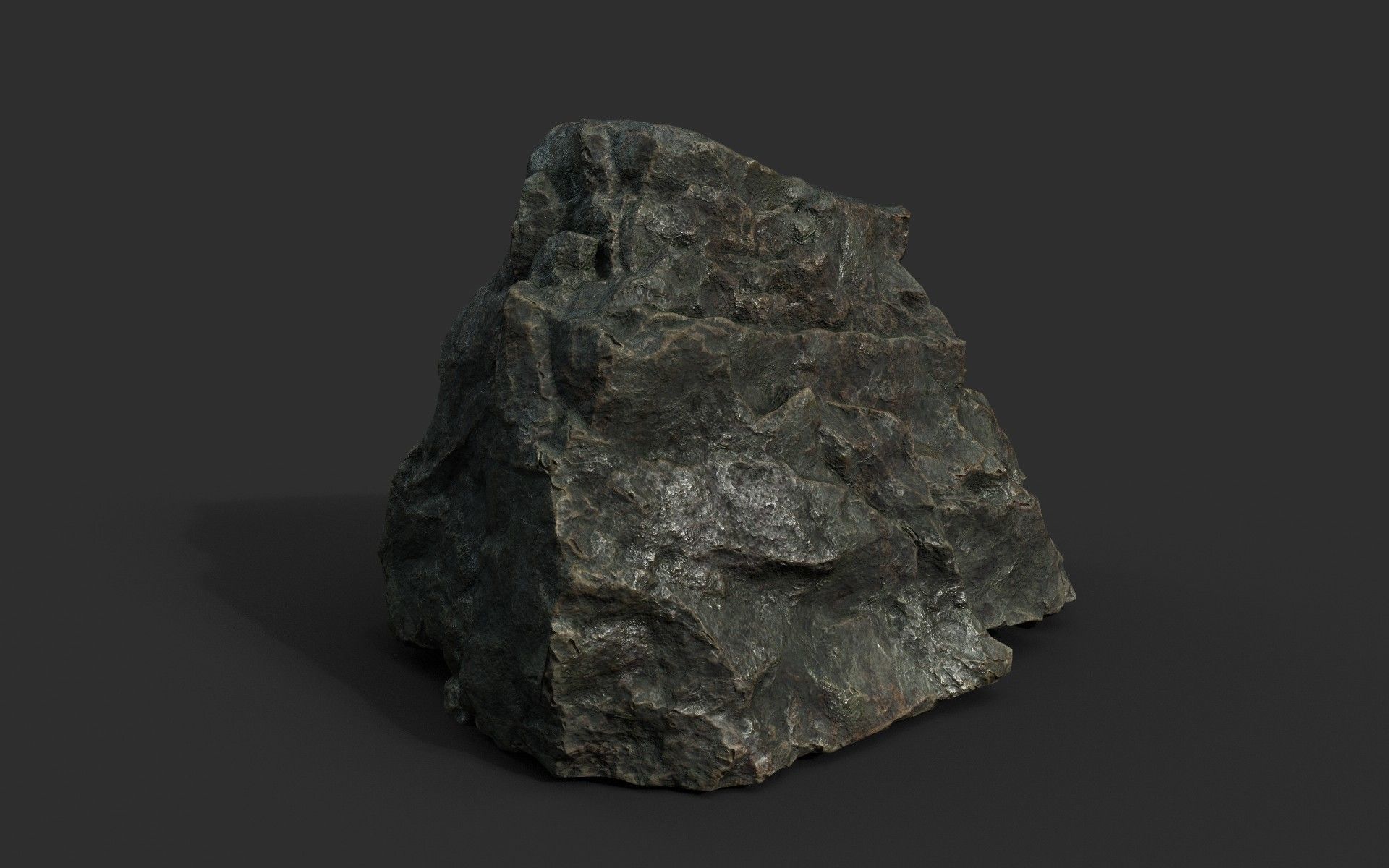 Low poly Black Sharp Rock 210226 Low-poly 3D model_12