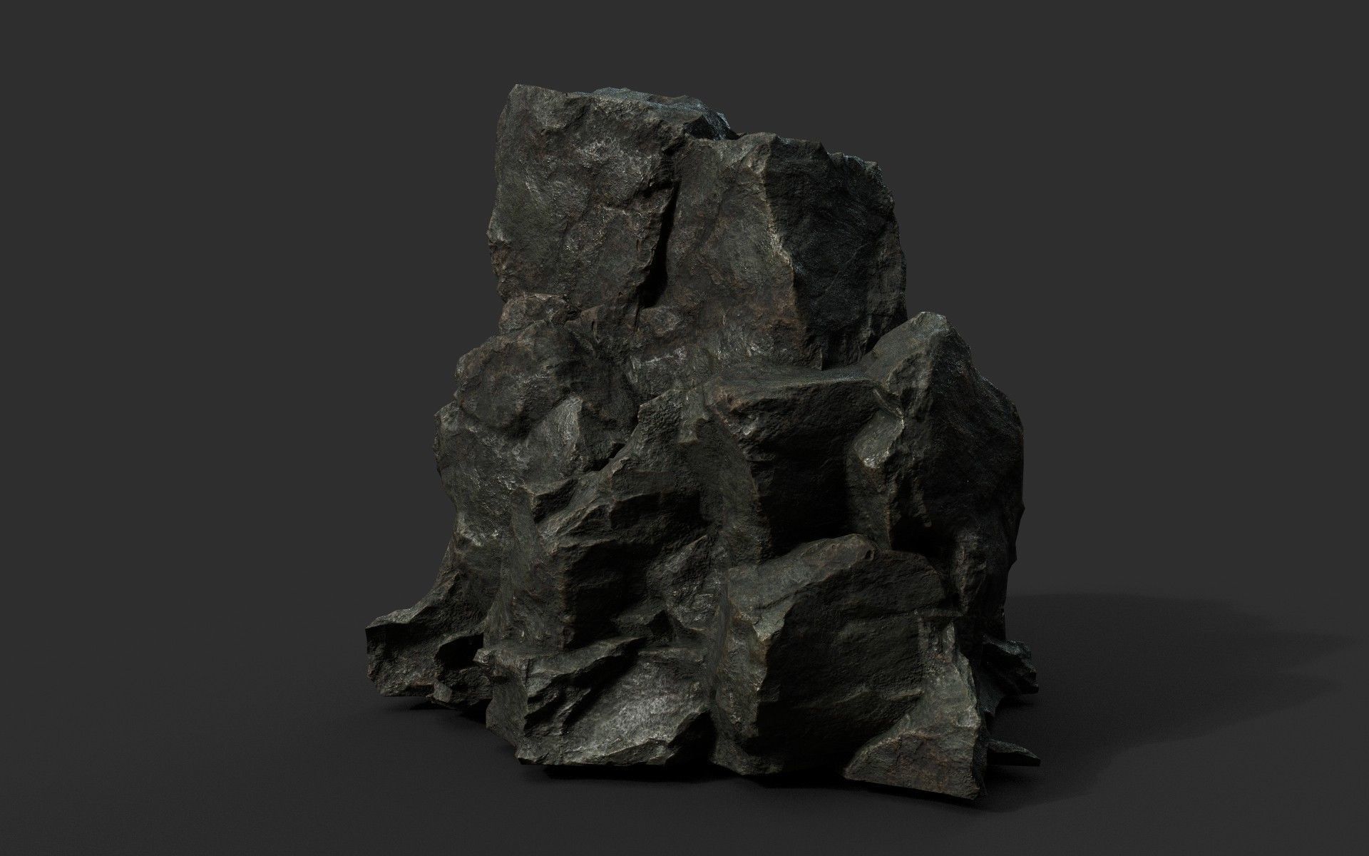 Low poly Black Sharp Rock 210226 Low-poly 3D model_28