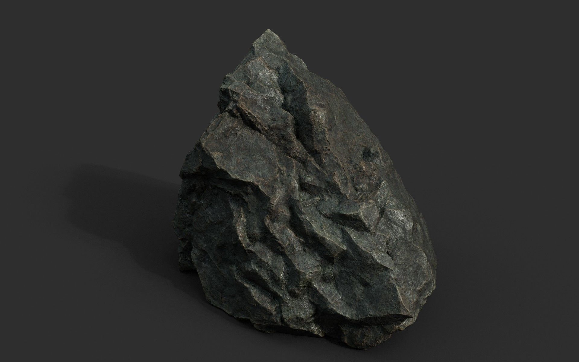 Low poly Black Sharp Rock 210226 Low-poly 3D model_8