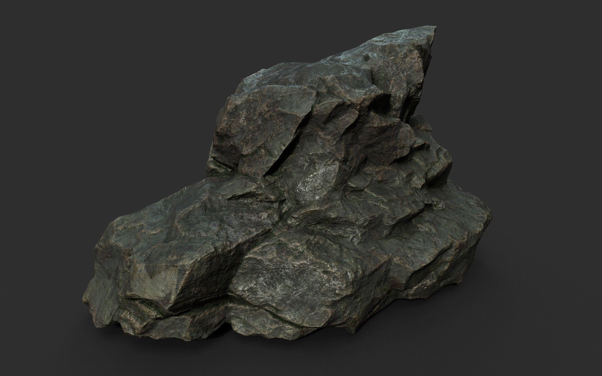 Low poly Black Sharp Rock 210226 Low-poly 3D model_2