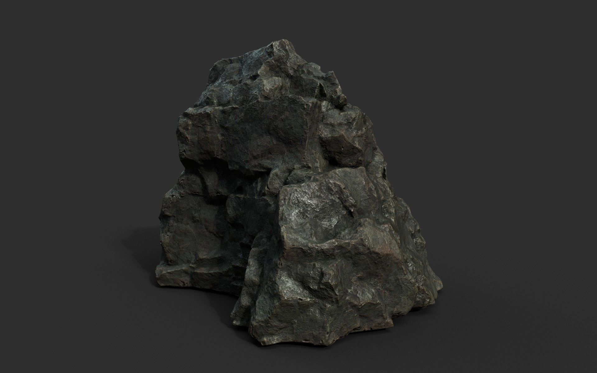 Low poly Black Sharp Rock 210226 Low-poly 3D model_37