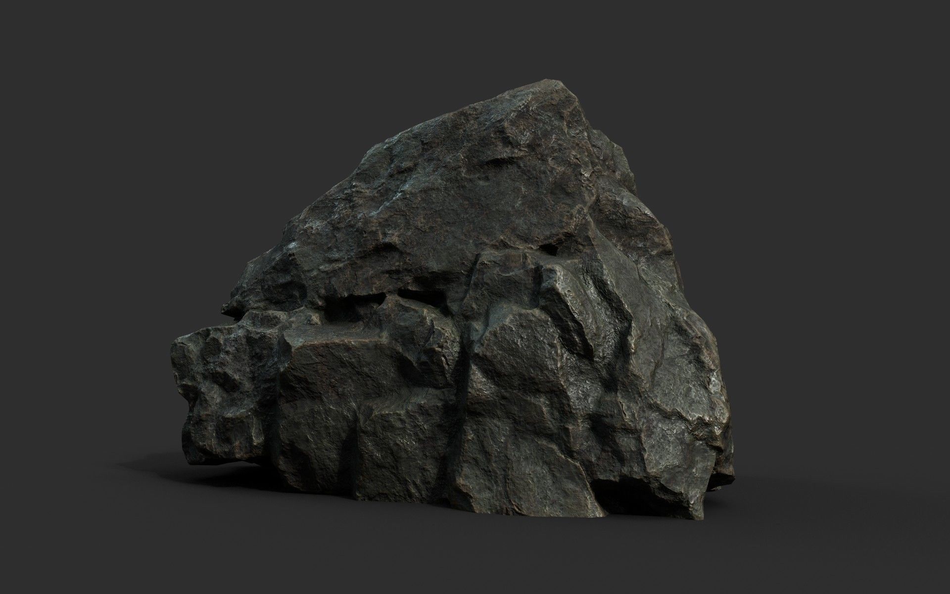 Low poly Black Sharp Rock 210226 Low-poly 3D model_13