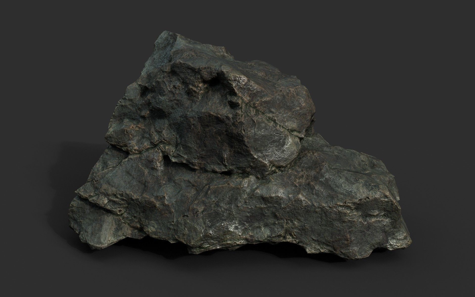 Low poly Black Sharp Rock 210226 Low-poly 3D model_3