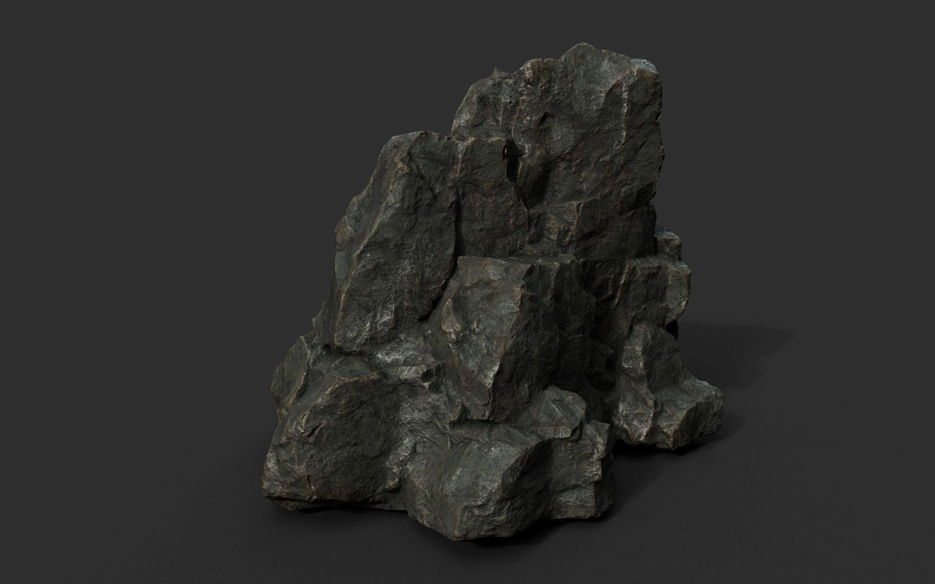 Low poly Black Sharp Rock 210226 Low-poly 3D model_29