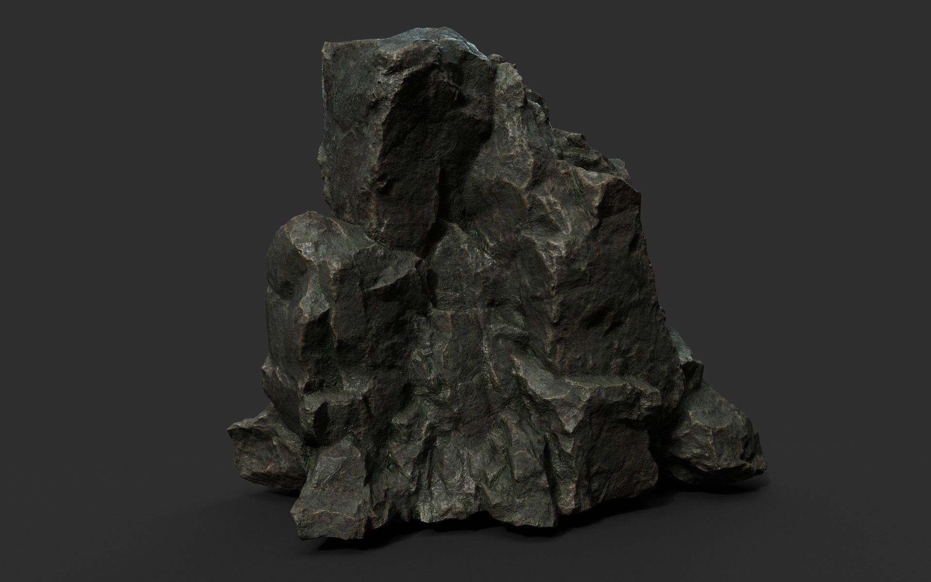 Low poly Black Sharp Rock 210226 Low-poly 3D model_19