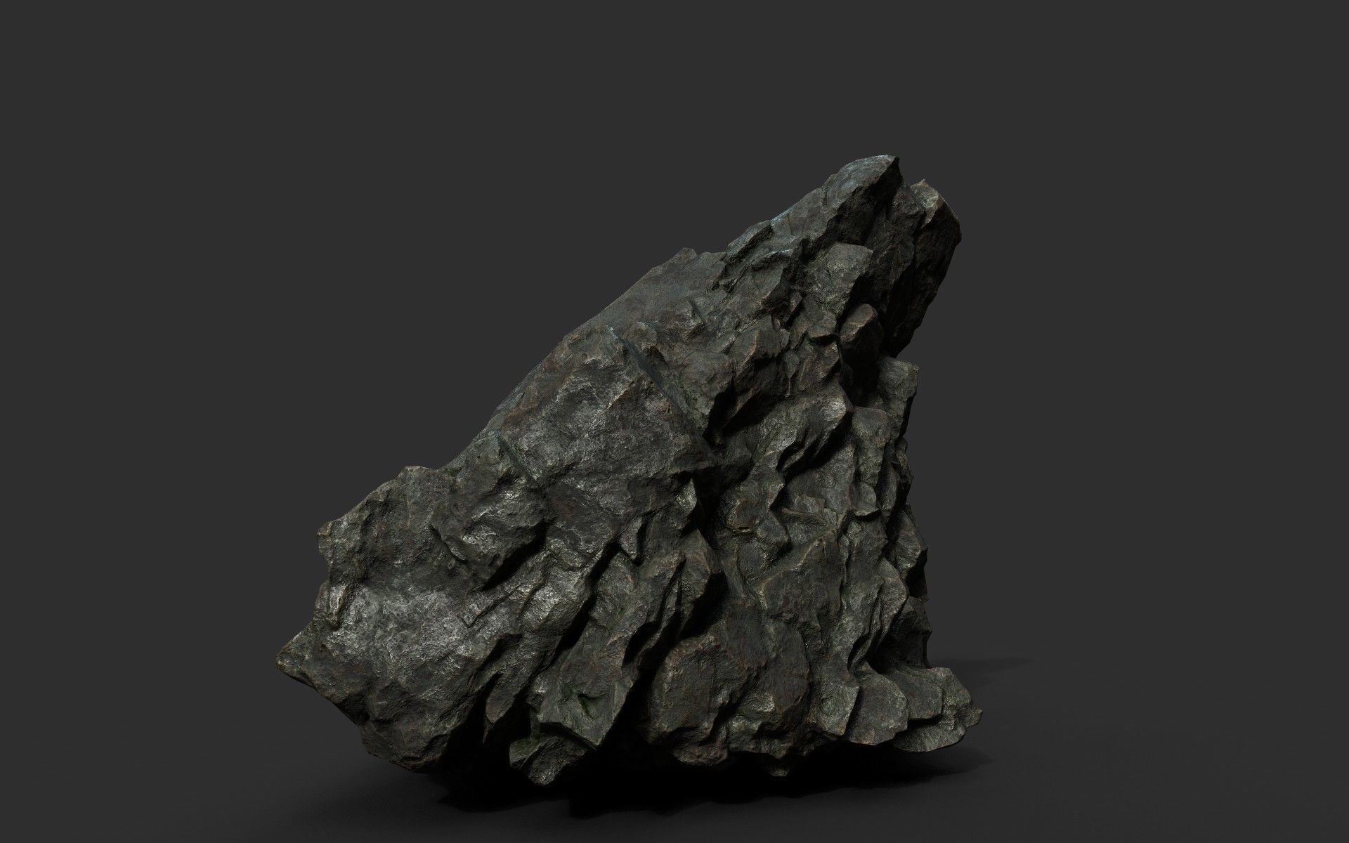 Low poly Black Sharp Rock 210226 Low-poly 3D model_42