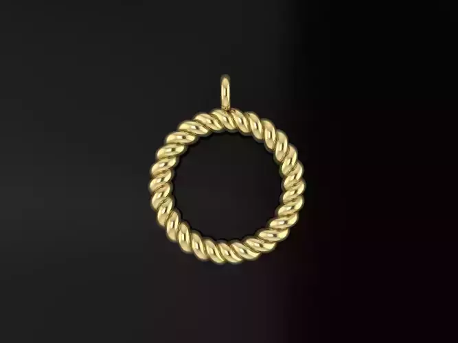 Thin Narrow Rope Twist Pendant Mid Size 18mm Length