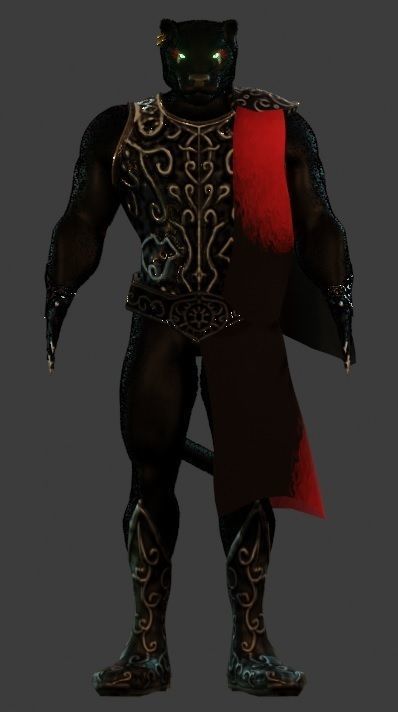 Panther warrior Low-poly 3D model_3