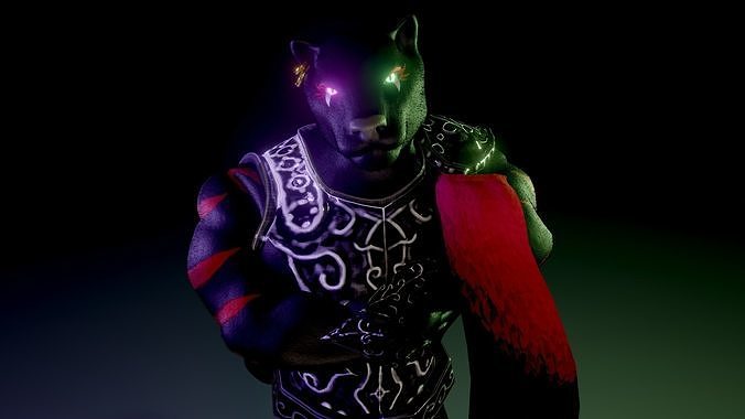 Panther warrior Low-poly 3D model