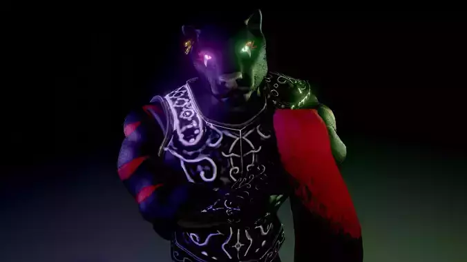 Panther warrior Low-poly 3D model