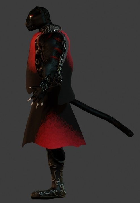 Panther warrior Low-poly 3D model_4