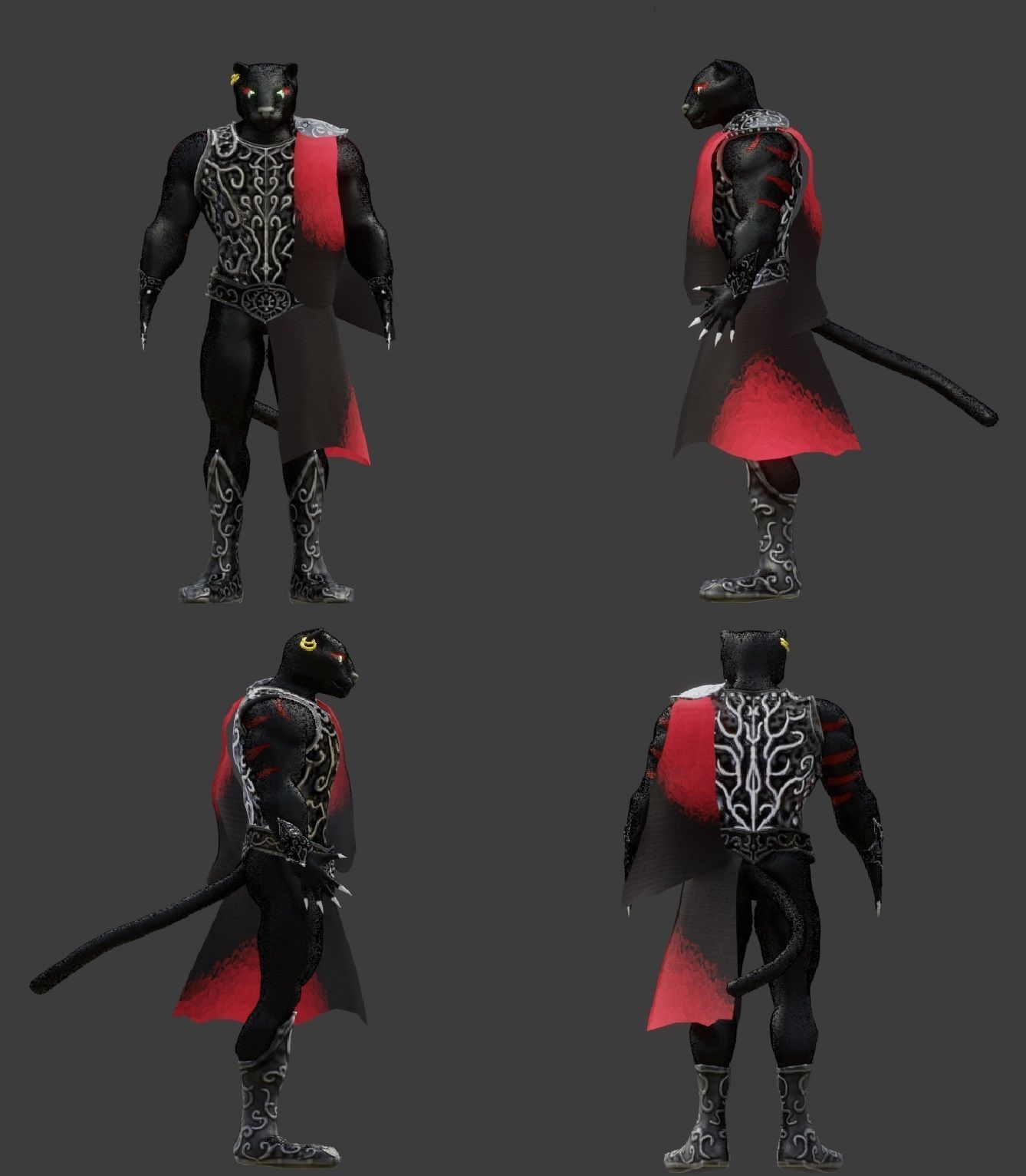 Panther warrior Low-poly 3D model_8