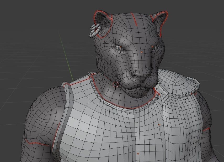 Panther warrior Low-poly 3D model_9