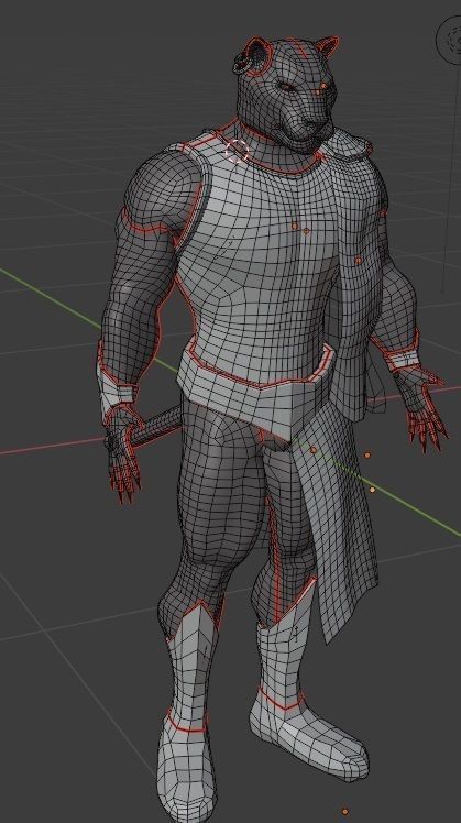 Panther warrior Low-poly 3D model_11