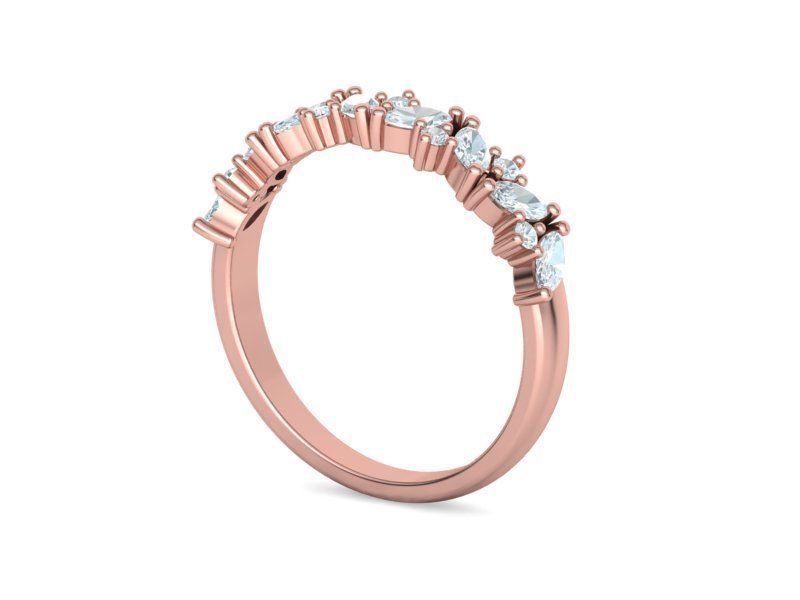 Marquise and Round Halfway Band Ring 3dmodel 3D print model_21